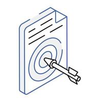 Target report icon designed in outline isometric style vector