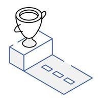 An outline isometric icon of trophy vector