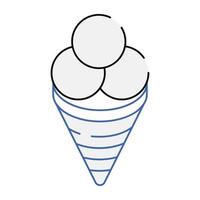 toma este delicioso icono de cono de hielo, delinea el estilo isométrico vector