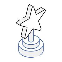 A captivating outline isometric icon of star trophy vector