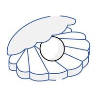 Outline isometric icon of pearl shell vector