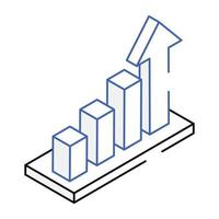 Premium outline isometric icon of growth analysis vector