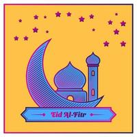 eid al-fitr banner  cartoon style vector