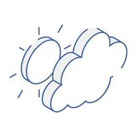 An eye catchy outline isometric icon of partly cloudy vector