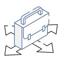 maletín con flechas, concepto de icono isométrico de elección de carrera vector