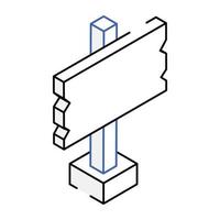 compruebe este icono isométrico de contorno del letrero vector