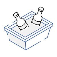 Beer cooler isometric icon, outline style vector