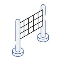 Get this outline isometric icon of volleyball net vector