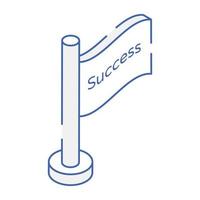 A customizable outline isometric icon of success vector