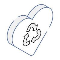 An icon of love recycle isometric design vector