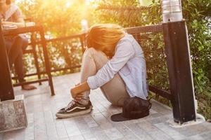 Sad woman hug her knee,nobody photo