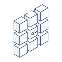 Programming over blocks, isometric icon download vector