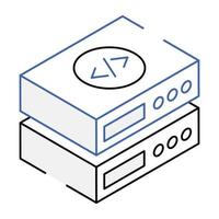 A server coding isometric icon download vector