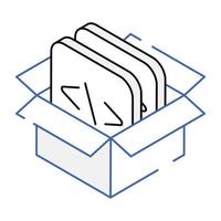 A programming box isometric line icon vector