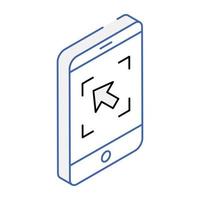 Icon of mobile click in isometric design vector