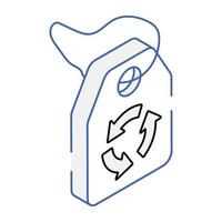 Trendy isometric icon of recycle tag vector