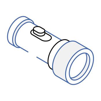un icono isométrico editable de antorcha vector