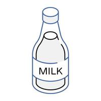 icono isométrico de contorno premium de botella de leche vector