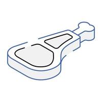 An editable outline isometric icon of ham vector