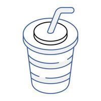 Customizable icon of takeaway drink, outline isometric design vector