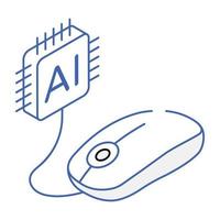 An icon of ai mouse isometric design vector