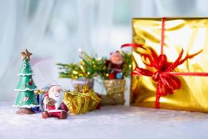 Beautiful gift with Christmas ornaments. photo