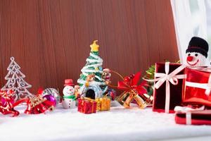 Beautiful gift with Christmas ornaments. photo