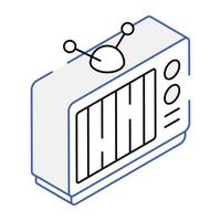 A handy isometric icon of television vector