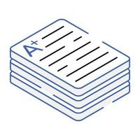 Grade sheet isometric icon with scalability vector