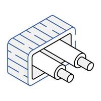 el icono isométrico del adaptador de corriente es fácil de usar vector