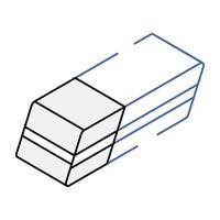 An outline isometric icon of eraser vector