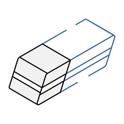 An outline isometric icon of eraser
