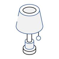 An editable isometric icon of table lamp vector