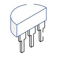 An outline isometric icon of transistor collector vector