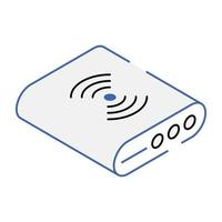 conexión inalámbrica, icono isométrico del módem wifi vector