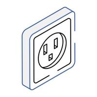 An isometric icon of power outlet vector