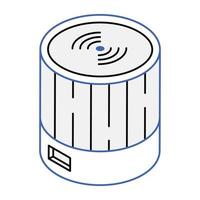 Trendy outline isometric icon of smart speaker vector