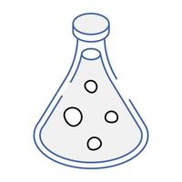 An icon of conical flask isometric design vector