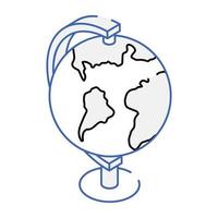 Table globe icon in outline isometric style