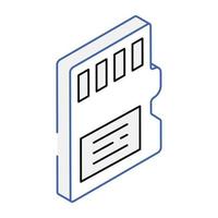 A handy isometric icon of memory card vector