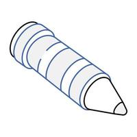 An editable outline isometric icon of crayon vector