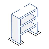 A handy isometric icon of bookshelf vector