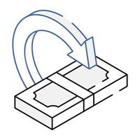 icono isométrico moderno de devolución de efectivo vector