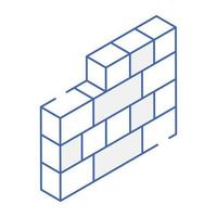 A brick wall isometric icon download vector