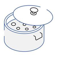 diseño de icono isométrico de contorno de olla de cocina vector