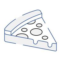 Pizza slice icon in outline isometric style vector