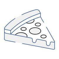 Pizza slice icon in outline isometric style vector