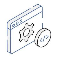 An icon of web coding isometric design vector