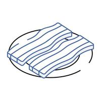 An editable icon of bacon strips, isometric design vector