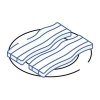 An editable icon of bacon strips, isometric design vector